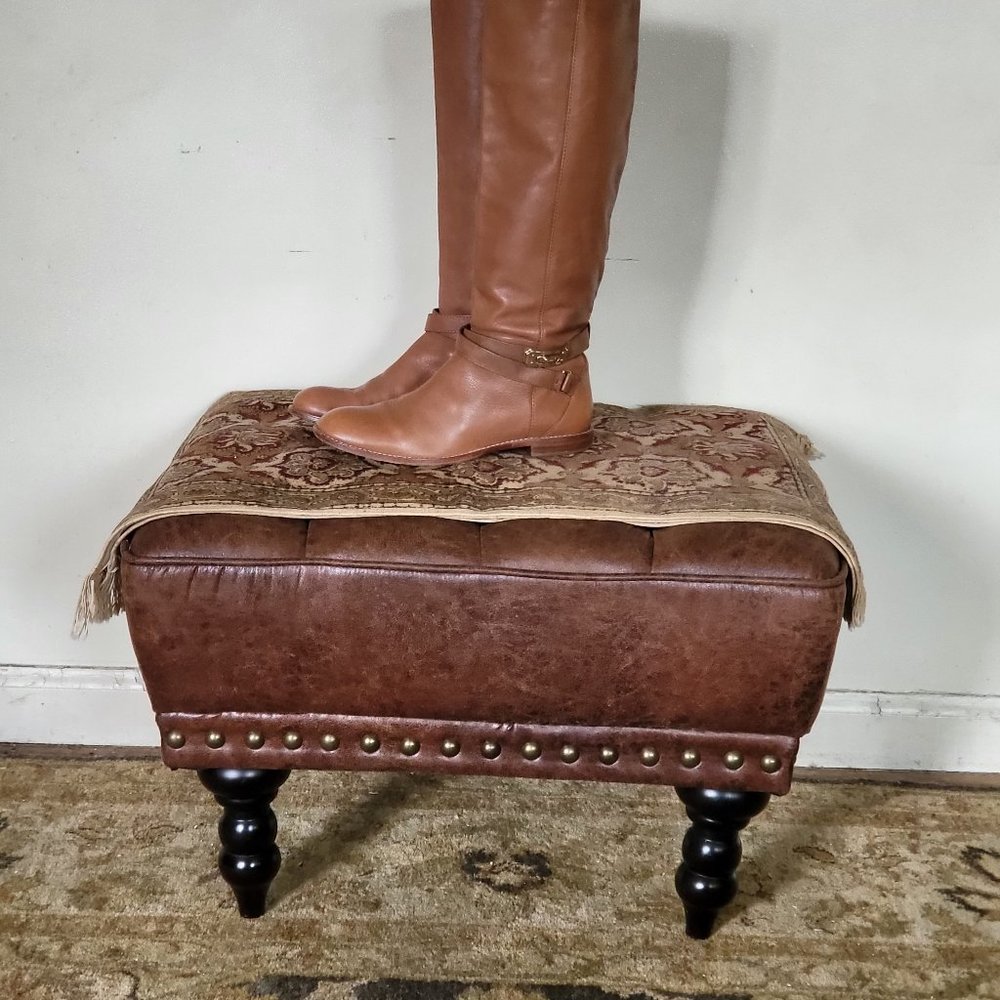 COACH LEATHER TAN CHRISTINE RIDING BOOTS
